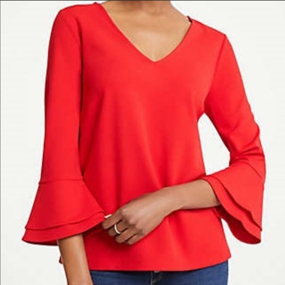 NWT Ann Taylor V Neck Bell Sleeve Top